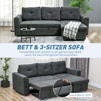 Schlafsofa Ecksofa Bettfunktion 3-Sitzer Couch Chaiselongue