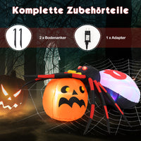 Aufblasbare Halloween Spinne Kürbis Dekoration LED Discolicht 180cm
