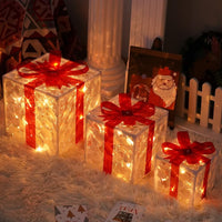 LED Geschenkboxen 3er Set Beleuchtete Dekoboxen Batteriebetrieben
