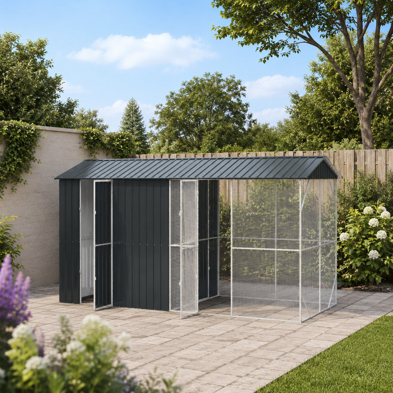 XXL Voliere Vogelkäfig 442x247cm Outdoor Vogelhaus Haustiere Garten
