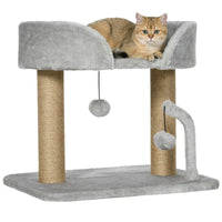 Kratzbaum 42cm Katzenbaum Jute-Kratzpfosten Plattform Spielbälle