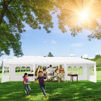 Pavillon 3x9m Partyzelt Gartenzelt 5 abnehmbare Seitenwände Stahl