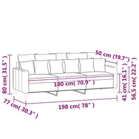 3-Sitzer Sofa Samt Polstersofa Couch Wohnzimmer 198x77x80cm