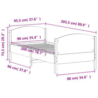 Massivholz Bett 90x200 Bettrahmen Einzelbett Holzbett
