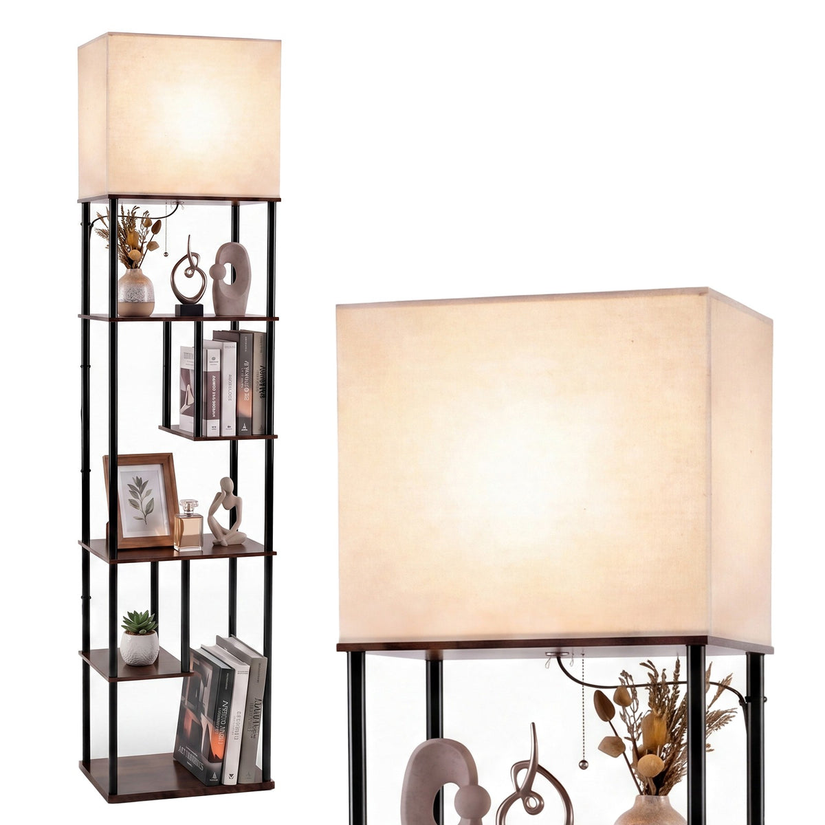 172cm Stehleuchte Regal E27 Standleuchte Bücherregal Stehlampe Ablage