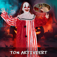 165cm Animatronic Halloween Clown Gruselfigur LED Licht Sound Horror Deko