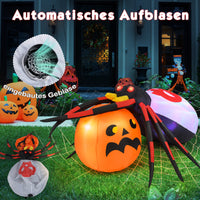 Aufblasbare Halloween Spinne Kürbis Dekoration LED Discolicht 180cm