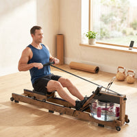 Wasser Rudergerät Klappbar Gummiholz LCD Bluetooth Heimtrainer Fitnessgerät