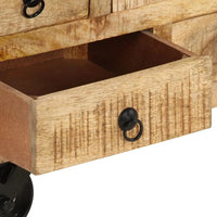 Antik Couchtisch Mangoholz 70x70x40cm Beistelltisch Bewegbar
