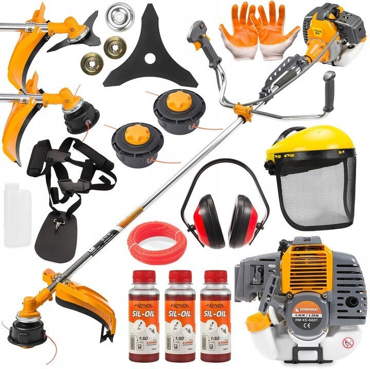 Rasentrimmer Benzin Motorsense 52ccm Freischneider 6 PS 2-Takt Trimmer Set
