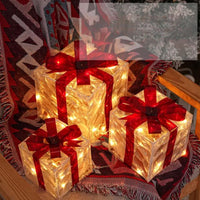 LED Geschenkboxen 3er Set Beleuchtete Dekoboxen Batteriebetrieben