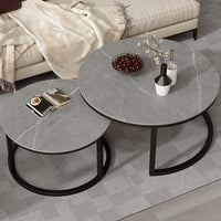 Couchtisch 2er Set Rund 80cm Keramik Beistelltisch Satztisch Tisch