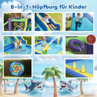 Hüpfburg 8in1 Aufblasbar Wasserpark Planschbecken Outdoor Spielgeräte