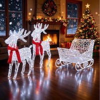 Rentier Schlitten Weihnachtsdeko LED Dekoration Beleuchtet 73cm