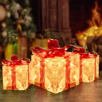 LED Geschenkboxen 3er Set Beleuchtete Dekoboxen Batteriebetrieben