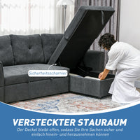 Schlafsofa Ecksofa Bettfunktion 3-Sitzer Couch Chaiselongue