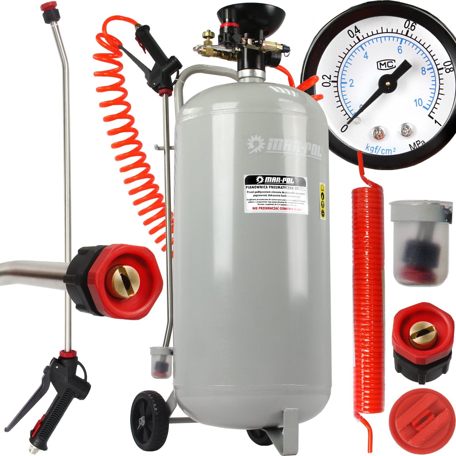 Schaumgerät Druckbehälter 50L Aktivschaum Schlauch Komplett-Set