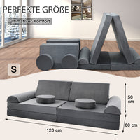 Kindersofa 10-teilig Schaumstoff Bausteine modular Spielsofa 120x60x50cm