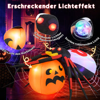 Aufblasbare Halloween Spinne Kürbis Dekoration LED Discolicht 180cm