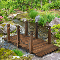 Holzbrücke Teichbrücke Gartenbrücke Geländer 150x67x55cm Wetterfest
