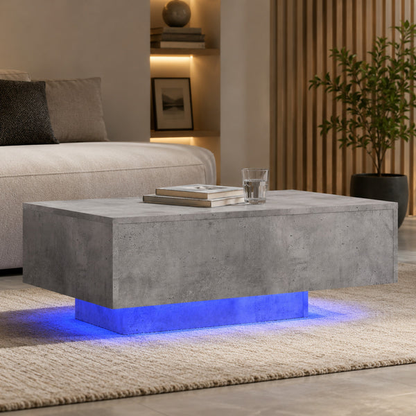 Couchtisch LED RGB Beleuchtung 85x55x31cm Wohnzimmertisch