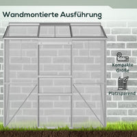Anlehngewächshaus 192x68x196cm Polycarbonat Alu Schiebetür Dachfenster
