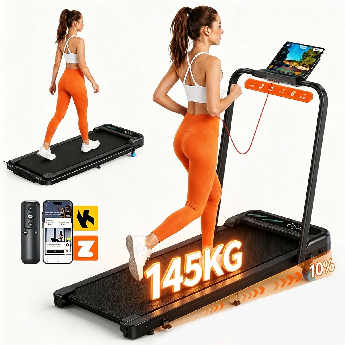 Laufband Elektrisch Klappbar Steigung APP Heimtrainer