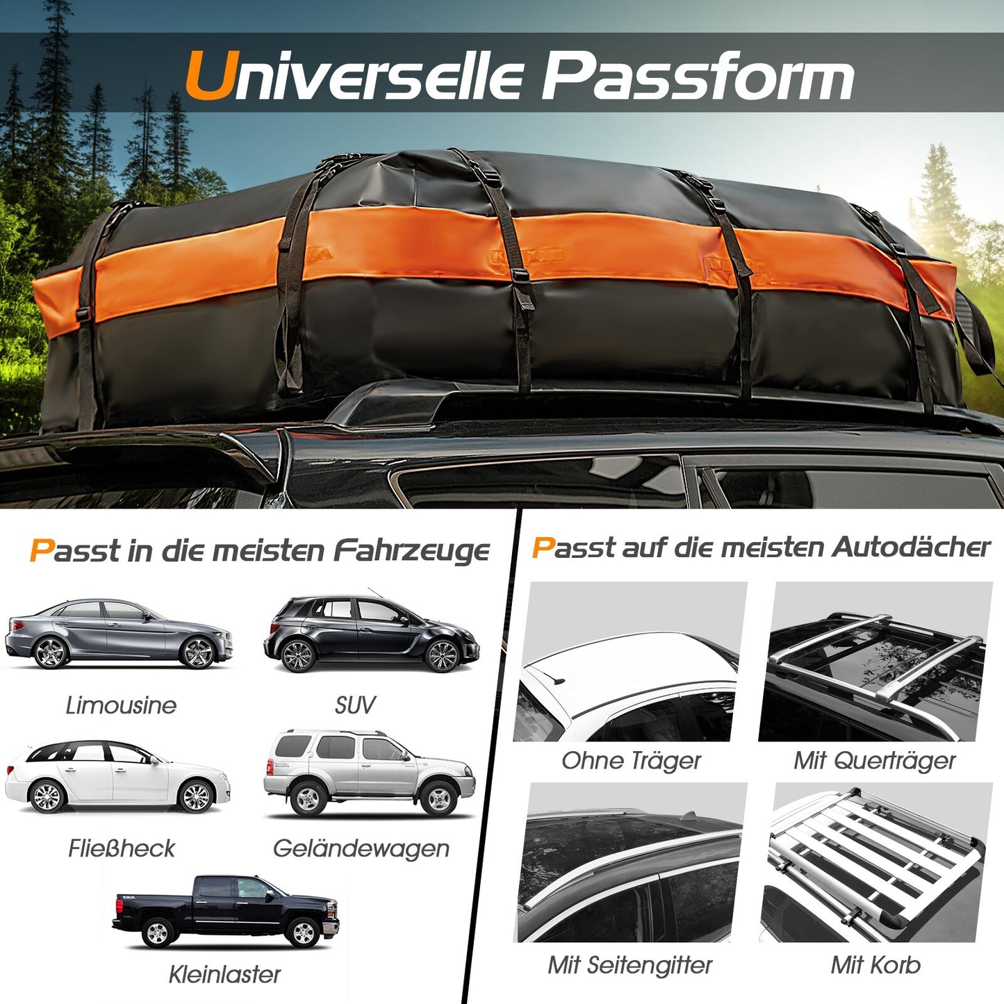 600 L Dachbox Dachkoffer Faltbar Aufbewahrungsbox Dachtasche 132x100x43 cm