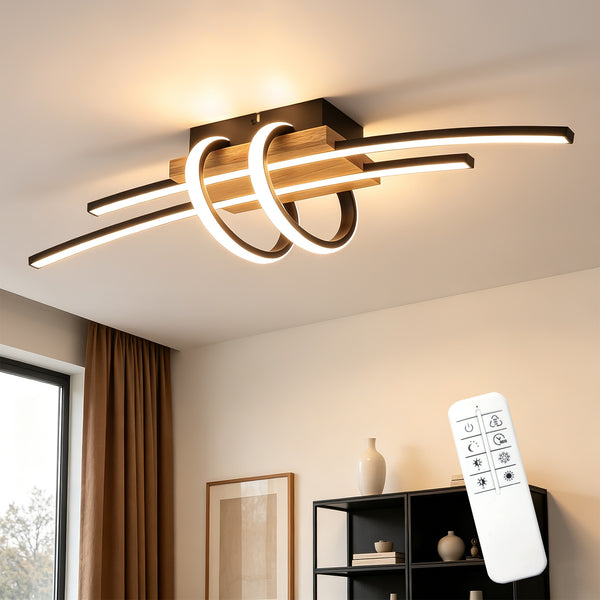 LED Deckenlampe Dimmbar Holzlampe Beleuchtung Esszimmerdeko Dekoration