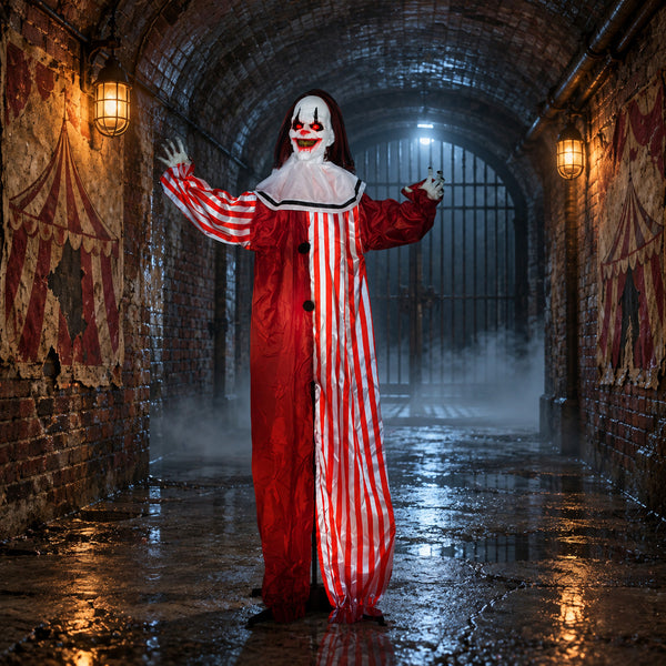 165cm Animatronic Halloween Clown Gruselfigur LED Licht Sound Horror Deko