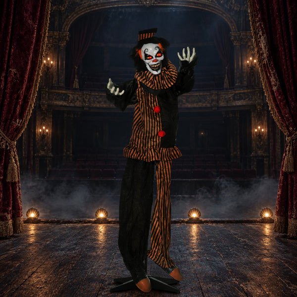153cm Animatronic Halloween Horror Clown Gruselfigur Deko Sound Licht Effekte