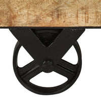 Antik Couchtisch Mangoholz 70x70x40cm Beistelltisch Bewegbar