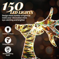 3tlg Rentierfamilie LED Weihnachtsdeko Beleuchtet Rentiere Dekoration