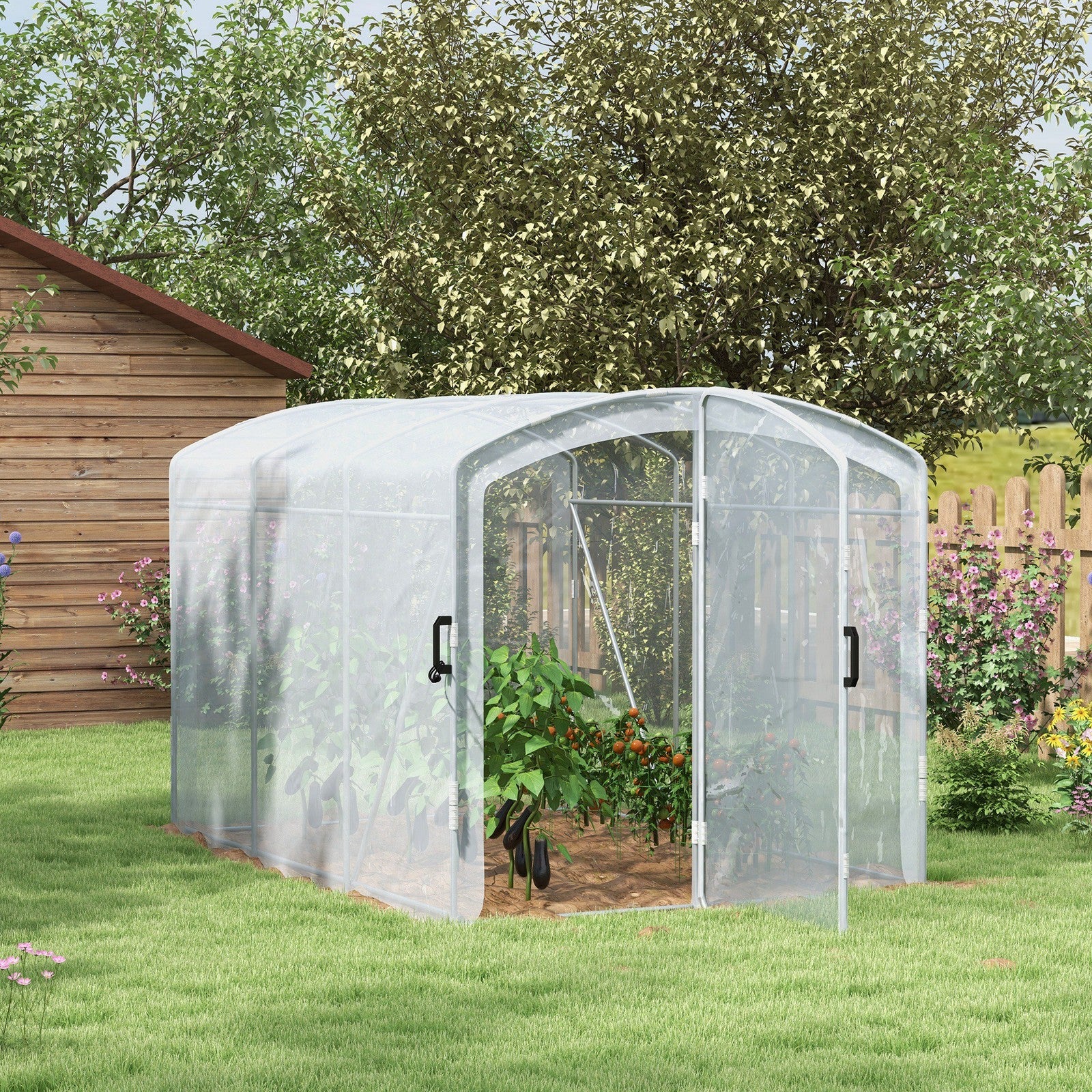 Foliengewächshaus 3x2x1,95m Tunnelgewächshaus Tomatenhaus