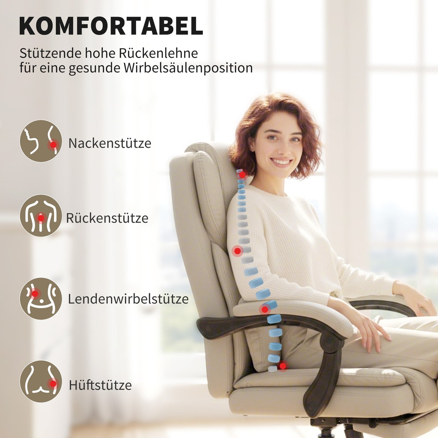 Ergonomischer Bürostuhl Schreibtischstuhl Verstellbar Fußstütze 120kg