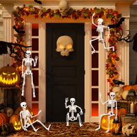Halloween Skelett 5 Figuren Spinnen Dekoration Spinnennetz Deko