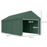 Carport 3x6 m Zeltgarage Rolltüren Seitenwände abnehmbar UV-Schutz