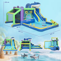 Hüpfburg 8in1 Aufblasbar Wasserpark Planschbecken Outdoor Spielgeräte