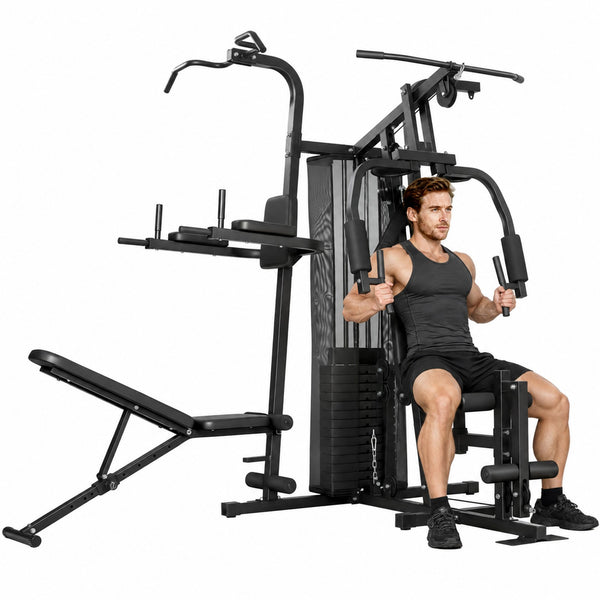 Kraftstation Fitnessstation Gewichten Seilzug Verstellbar Bank Stahl