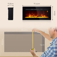 Elektrokamin 1800W Wandmontage Fernbedienung Timer Flammeneffekt 91cm