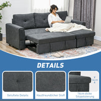Schlafsofa Ecksofa Bettfunktion 3-Sitzer Couch Chaiselongue