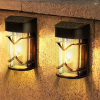4x LED Solarleuchten Außen Wandlampe Gartenlampe Beleuchtung