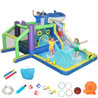 Hüpfburg 8in1 Aufblasbar Wasserpark Planschbecken Outdoor Spielgeräte