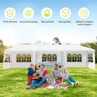Pavillon 3x9m Partyzelt Gartenzelt 5 abnehmbare Seitenwände Stahl