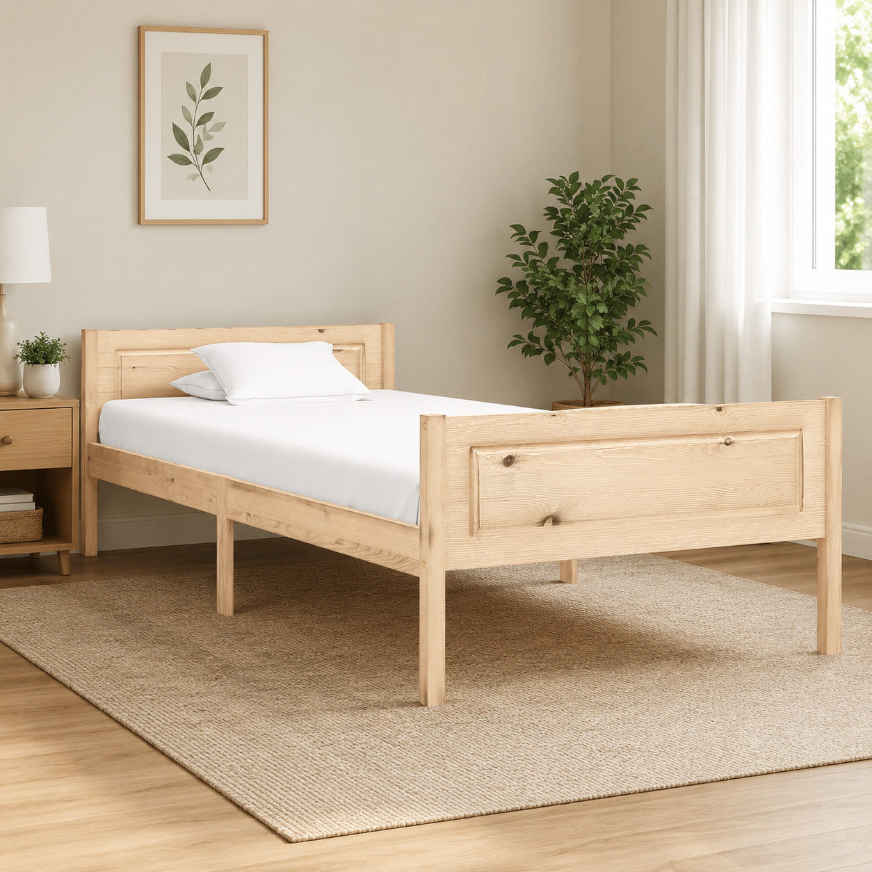 Massivholzbett 90x200 Bettgestell Holzbett Schlafzimmer Einzelbett