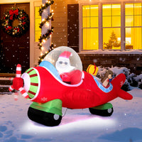 220cm Aufblasbarer Weihnachtsmann Flugzeug LED Weihnachtsdeko Dekoration