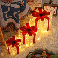 LED Geschenkboxen 3er Set Beleuchtete Dekoboxen Batteriebetrieben