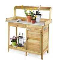 Pflanztisch Gärtnertisch Tannenholz 112x46x125cm Gartenschrank Blumentisch