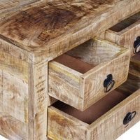 Antik Couchtisch Mangoholz 70x70x40cm Beistelltisch Bewegbar