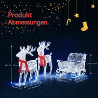 Rentier Schlitten Weihnachtsdeko LED Dekoration Beleuchtet 73cm
